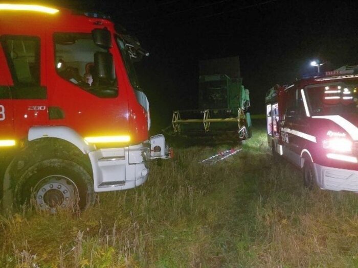 Winiary, powiat wielicki, tragedia na polu, Mężczyzna wciągnięty do zbiornika kombajnu