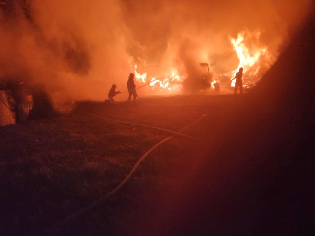 pożar stodoły, Żłobin, KP PSP Sejny, pożary w gospodarstwach