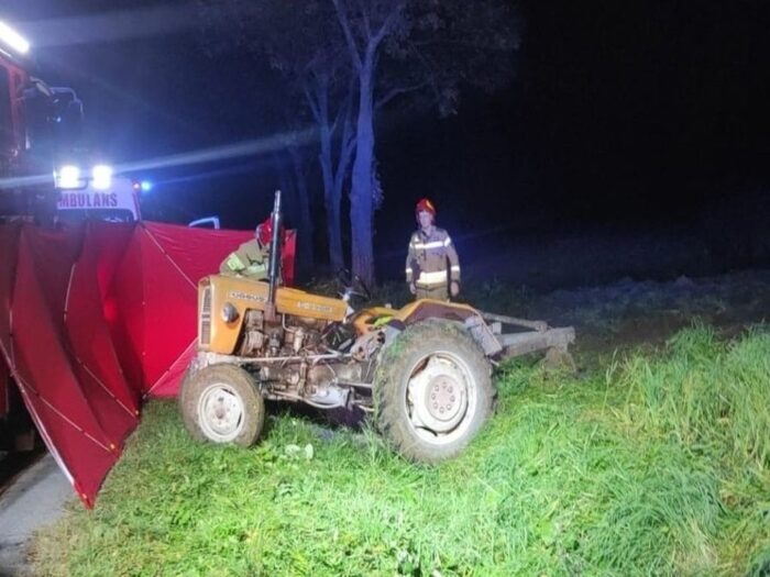 policja, wypadek, ciągnik, brawura na drodze, Włocławek, Białobrzegi