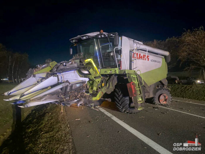 wypadki z udziałem kombajnów, Dobrodzień, powiat olecki, OSP Dobrodzień