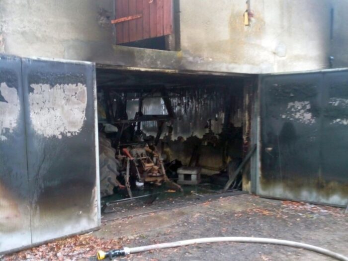 spłonął  ciągnik rolnizy, pożar garażu, Jan Banachowicz, Drawsko