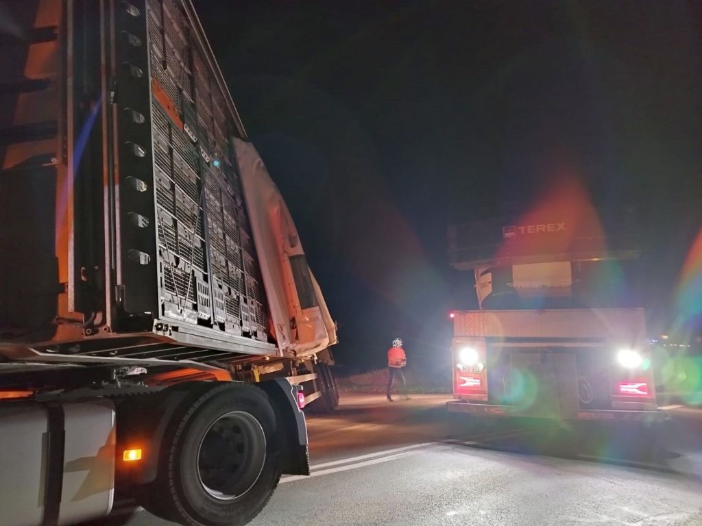 transport drobiu, Bystrzyca, KP PSP Mogilno, żywe kurczaki