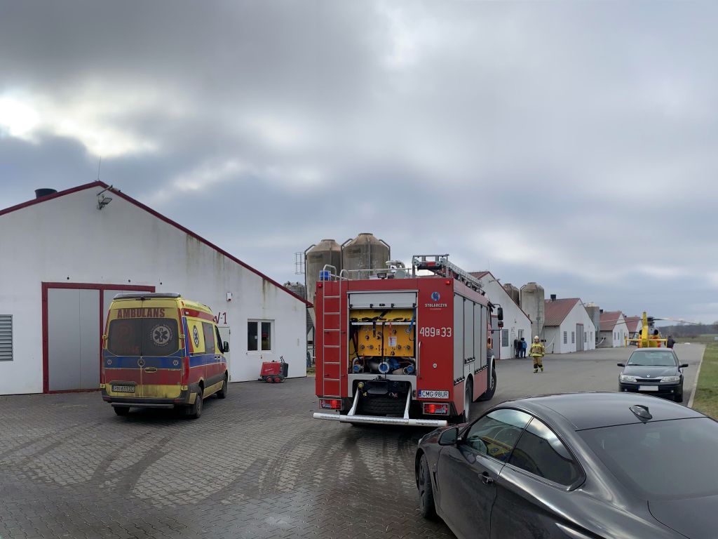 Mężczyzna spadł z silosu, ferma drobiu, Kuśnierz, KP PSP Mogilno