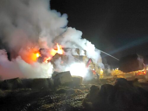 pożar słomy, frombork, kp psp frombork, podpalacze