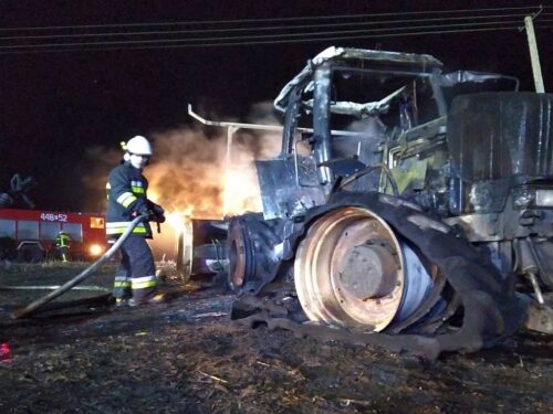 km psp grudziądz, pożar ciągnika, mulczer, pożar na polu