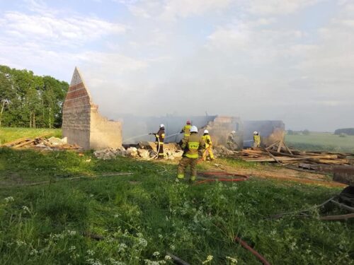 kp psp przasnysz, pożar, iskra, wydech, bydło