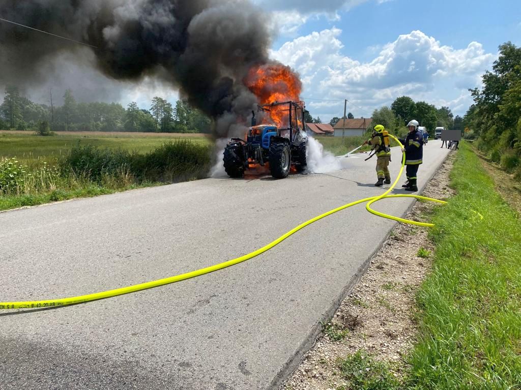 kp psp dąbrowa tarnowska, osp szczucin, pożar, ciągnik