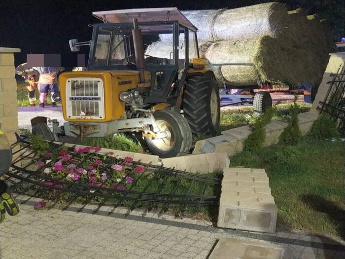 kpp wołomin, wypadek, uderzenie, ciągnik, ranny traktorzysta