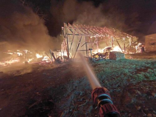 kp psp chodzież, pożar, gospodarstwo, stodoła, chlewnia