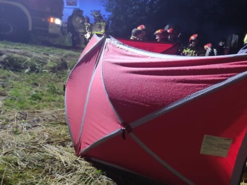 kpp sanok, wypadek, ciągnik, przygnieciony, pijany traktorzysta