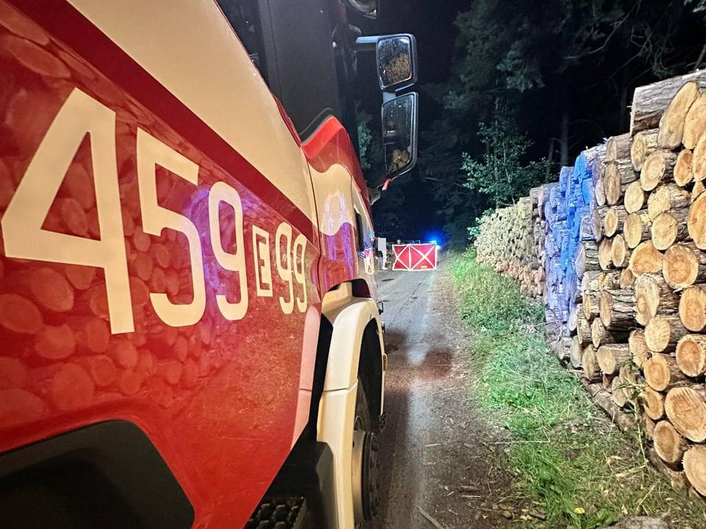 kpp łowicz, wypadek, motocykl, cross, maszyna leśna, zderzenie