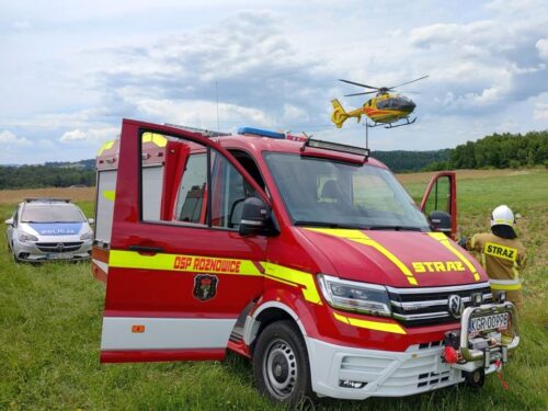 kpp gorlice, wypadek, ranny traktorzysta, lpr, przejechanie