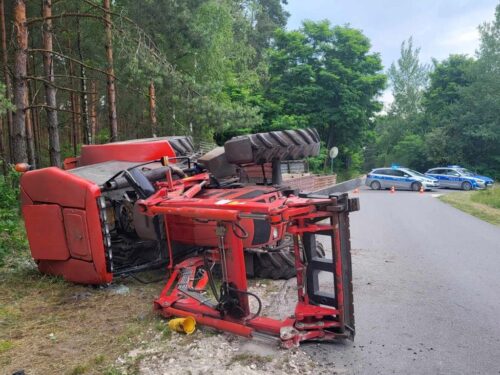 kpp opoczno, wypadek, wywrócony, ciągnik, śmierć traktorzysty