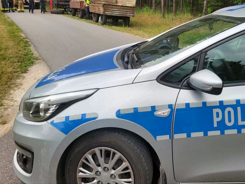 kpp opoczno, wypadek, wywrócony, ciągnik, śmierć traktorzysty