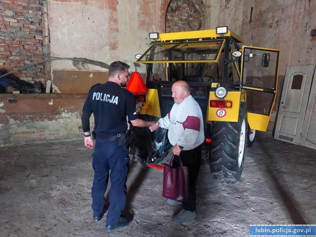 kpp lubin, kradzież, paserstwo, ciągnik rolniczy, traktor, remont, odzyskany