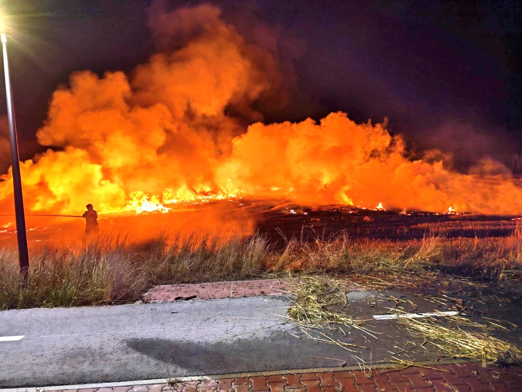 kp psp wieluń pożar, kombajn, zboże na pniu, ściernisko, słoma, akcja gaśnicza