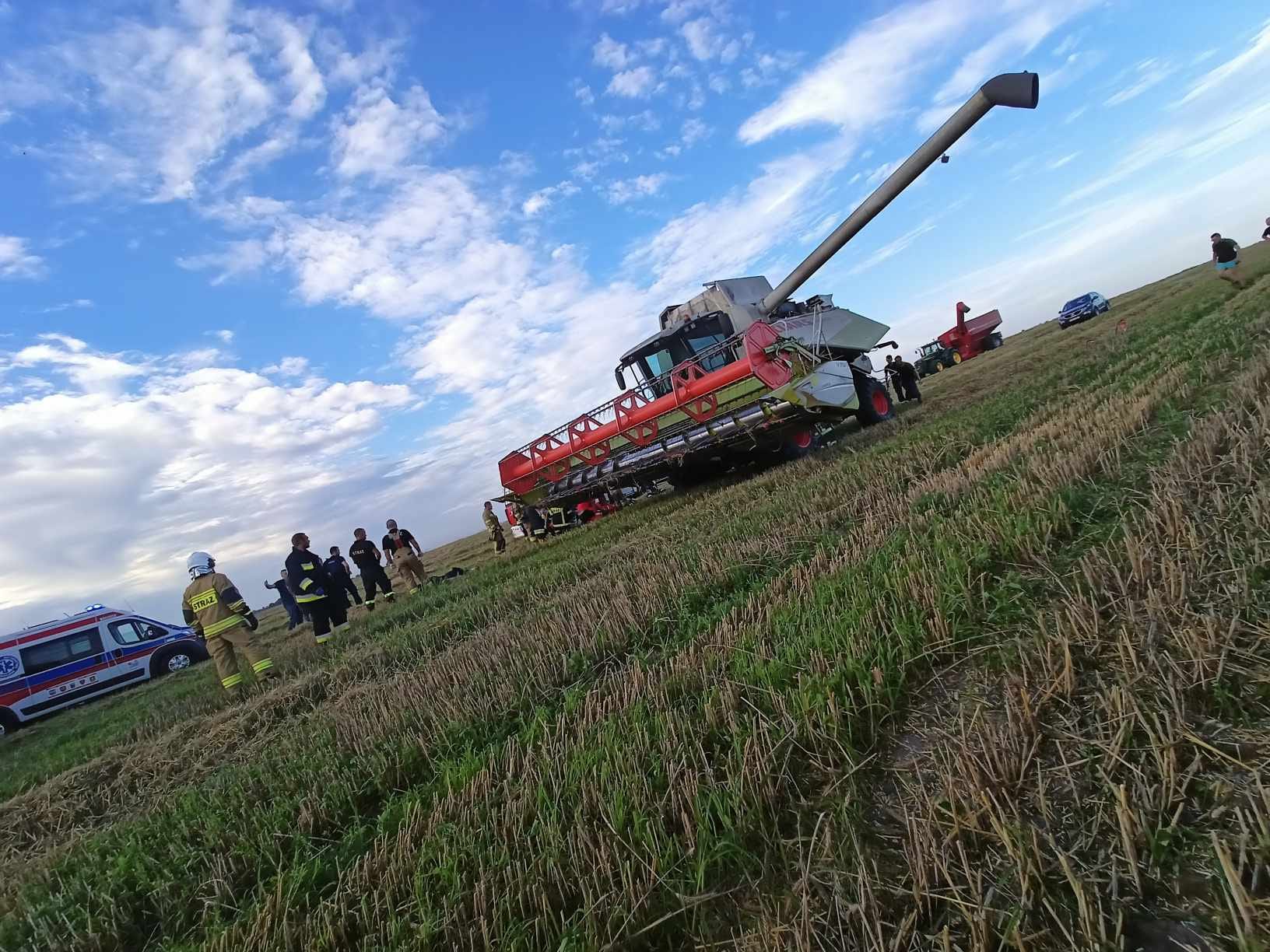 pożar, ściernisko, kombajn, kombajnista, nagłe zatrzymanie krążenia, śmierć, zgon