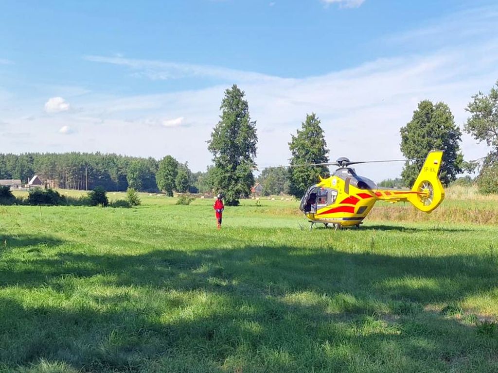 kp psp czarnków, wypadek, upadek, prace w gospodarstwie, budynek gospodarczy, lpr