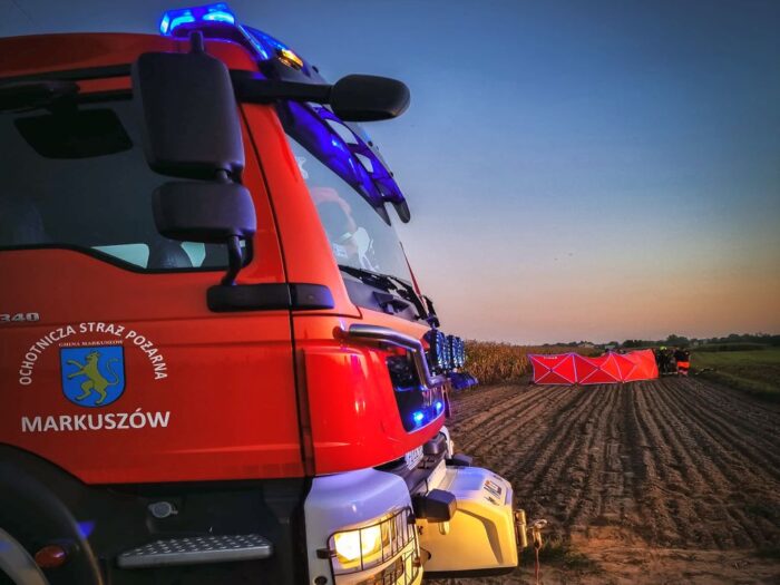 psp puławy, osp markuszów, pole, mężczyzna, śmierć, świadek