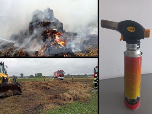 kpp pińczów, podpalenie, pożar, słoma, baloty, straty, zatrzymanie, zarzuty