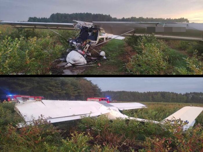 kpp białobrzegi, wypadek, wypadek lotniczy, awionetka, śmierć pilota, pole, borówka