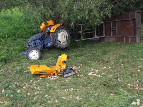 kmp nowy sącz, km psp nowy sącz, wypadek, traktorzysta, ranny, lpr