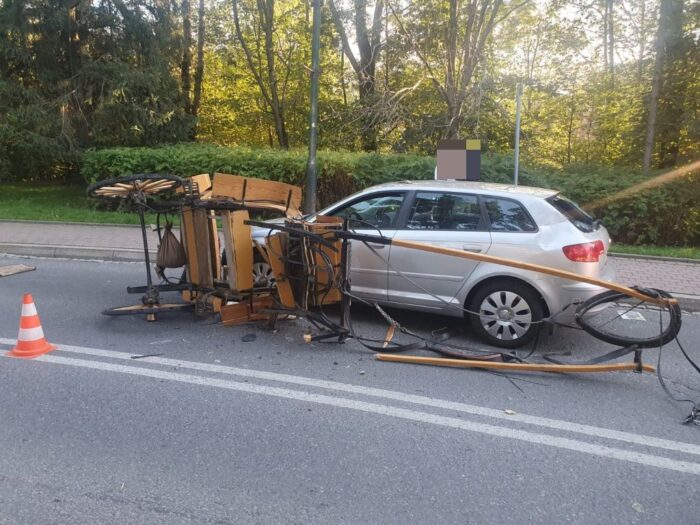 kpp zakopane, kp psp zakopane, zdarzenie drogowe, kolizja, zaprzęg, bryczka, koń, turyści, mandat