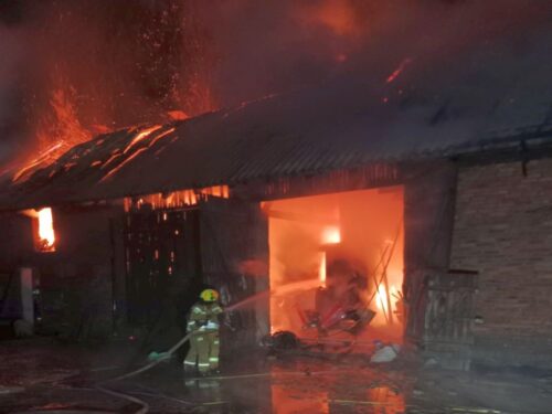 kp psp olesno, pożar, zdarzenie, budynek gospodarczy, budynek inwentarski, zwierzęta hodowlane, ewakuacja, straty