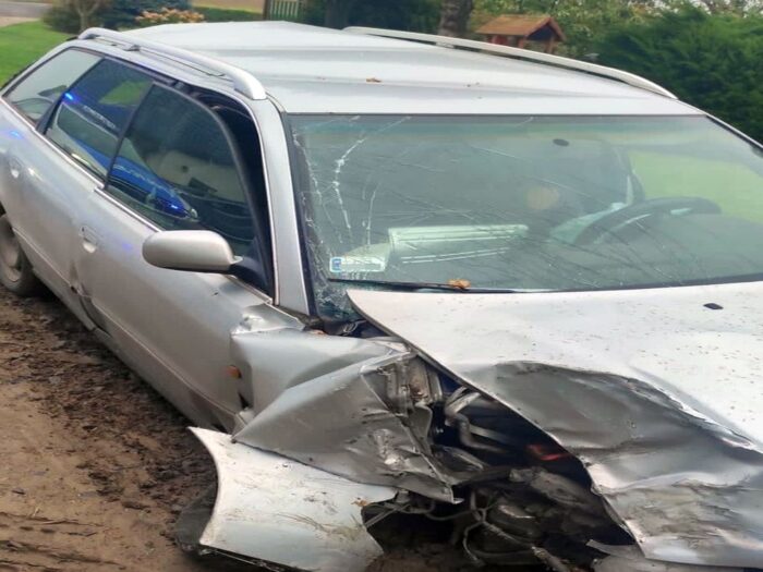 policja pomorska, wypadek, zdarzenie drogowe, byk, przewóz zwierząt, zakaz prowadzenia pojazdów, sądowy zakaz