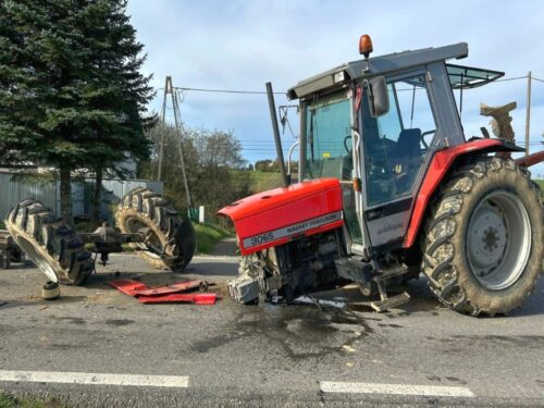 kpp gorlice, kolizja, zdarzenie drogowe, kraksa, ciągnik, auto, zderzenie