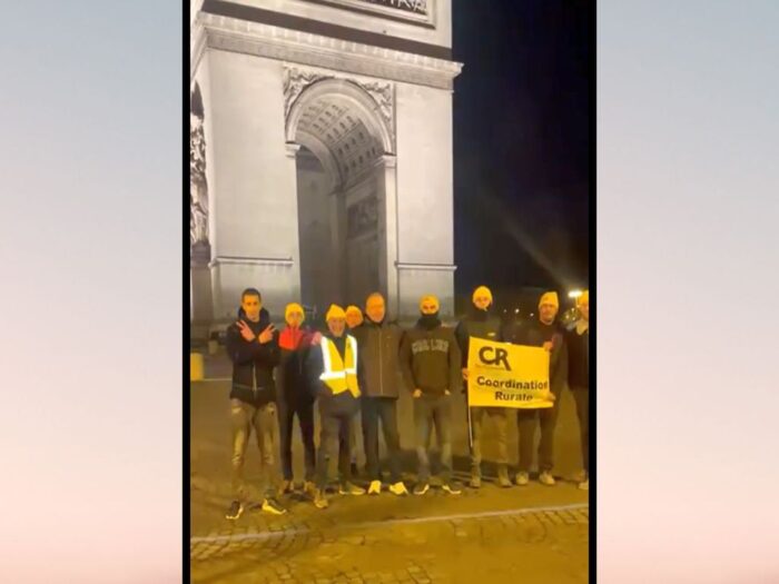 francja, protest rolników, paryż, łuk triumfalny