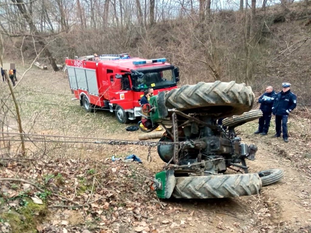 kpp brzozów, wypadek, prace leśne, zwózka drewna