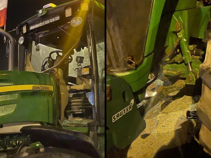 protest rolników, strzały, ciężarówka, kierowca