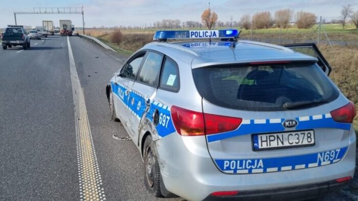 protest rolników, wypadek, zdarzenie drogowe, ciężarówka, radiowóz