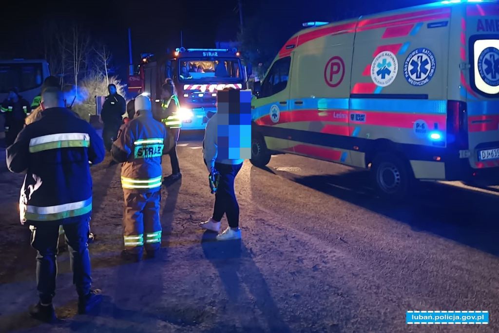 kpp lubań, poszukiwania, wywrócony ciągnik, traktorzysta, osp