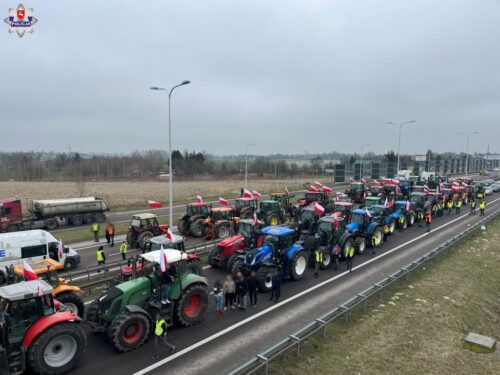 protest rolników, blokada, droga s3, objazdy