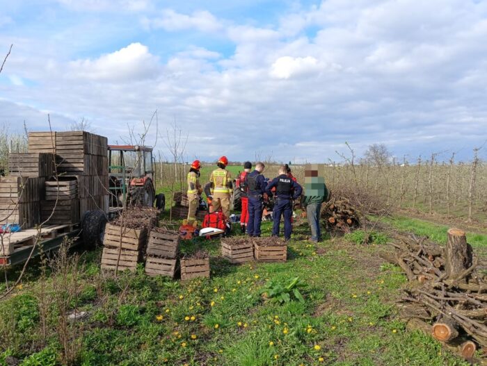 sad, wypadek w sadzie, rębak, śmierć kobiety