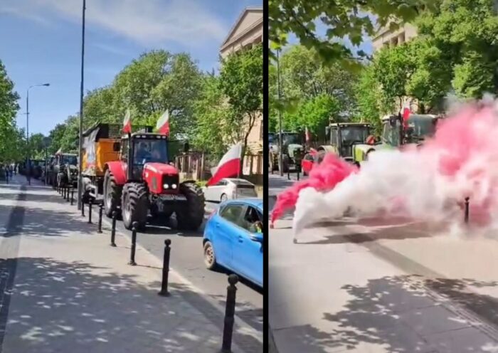 protest rolników, poznań, blokada, ciągniki