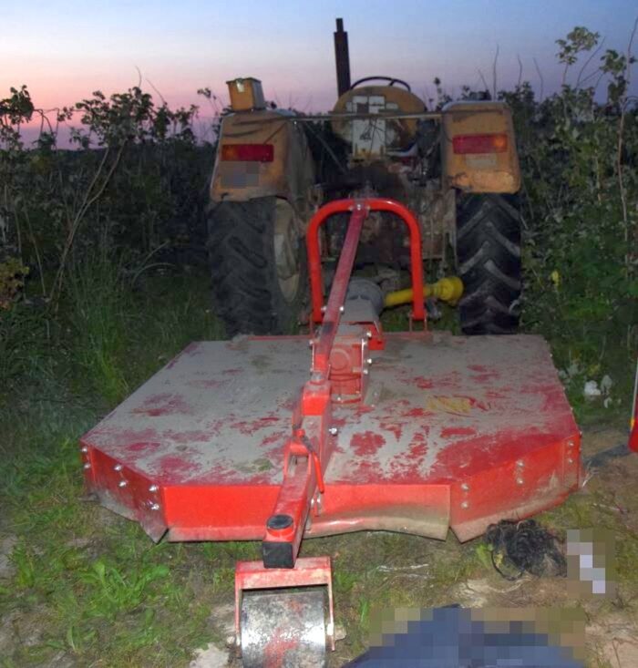 przygniecenie, ciągnik, kosiarka, kosiarka sadownicza, śmierć mężczyzny