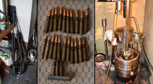 broń, amunicja, alkohol, produkcja alkoholu
