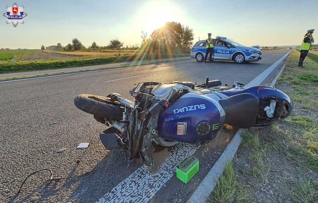 wypadek, łoś, łosie, śmierć motocyklisty