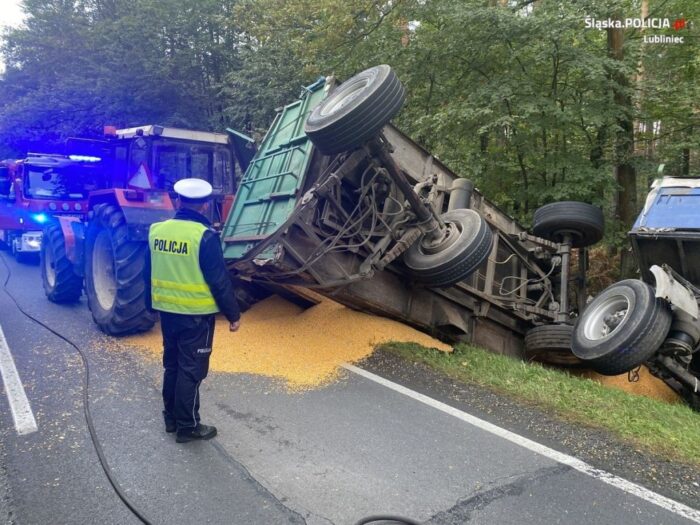 zderzenie, ciągnik, przyczepy, auto