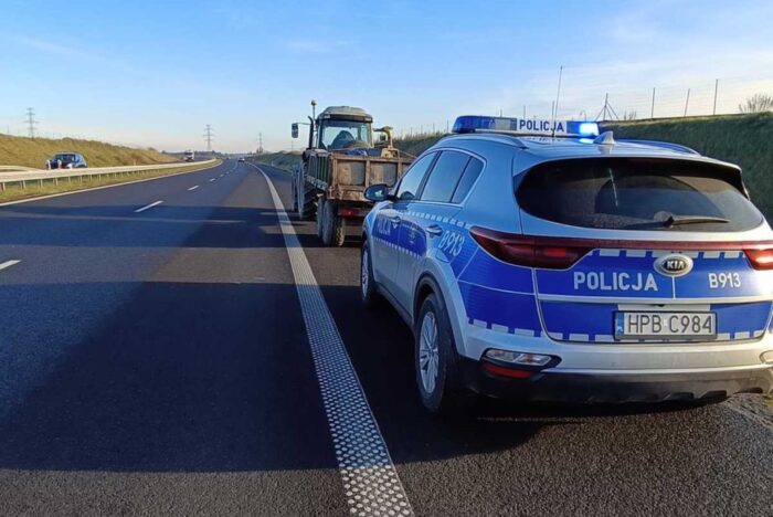 droga ekspresowa, ekspresówka, ciągnik, kontrola drogowa