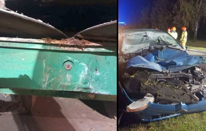 zderzenie, ciągnik, rozsiewacz nawozów, auto