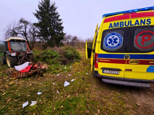 prace polowe, wypadek, ranny mężczyzna, amputacja