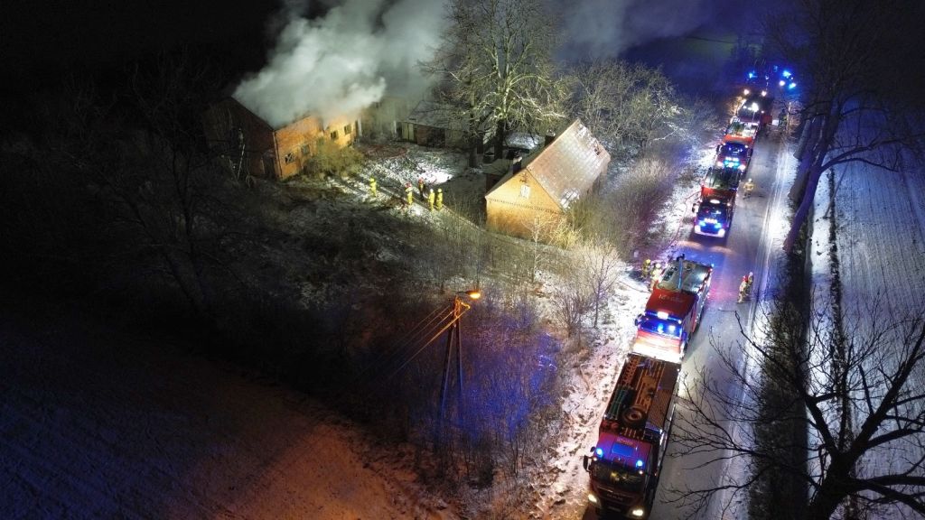 akcja gaśnicza, pożar, pożar chlewni, chlewnia