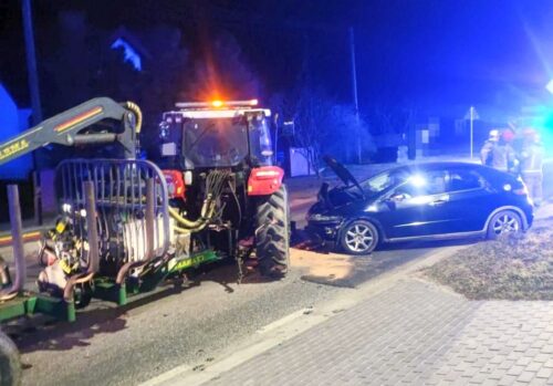 zderzenie, ciągnik, auto, pijany kierowca