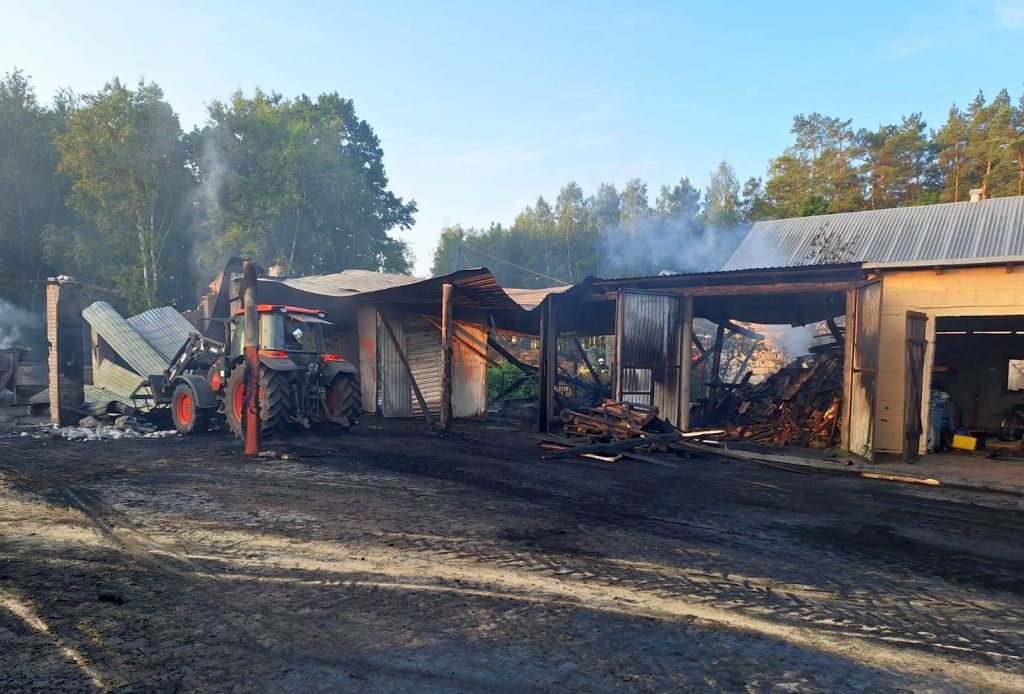 pożar, gospodarstwo, zwierzęta, budynki