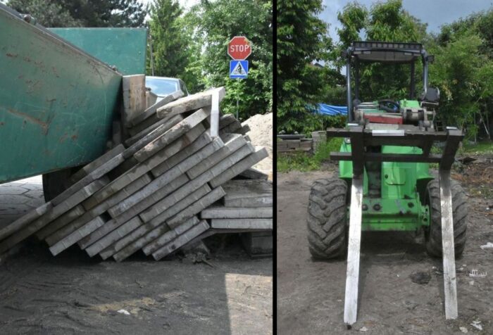 wypadek, prace, załadunek, ranny mężczyzna, ładowarka