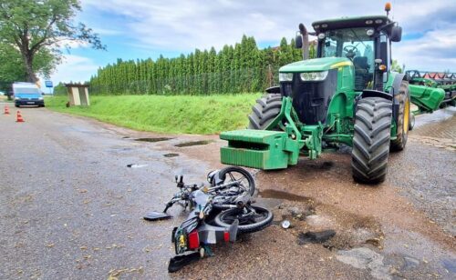 zderzenie, wypadek, ciągnik, motorower